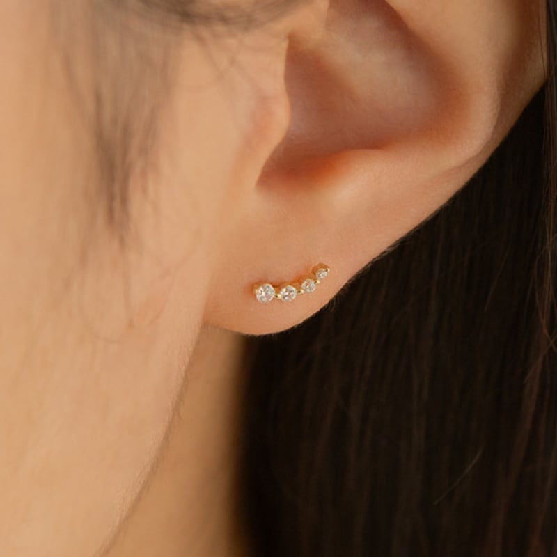 LUNNE 14k Milky Way Curved Stone Piercing (14k Gold) #LFPI04
