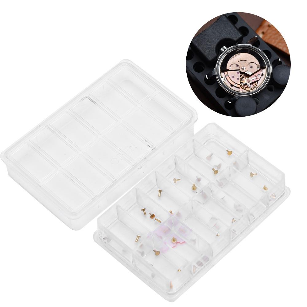 60pcs Copper Material Copper Watch Dial Feet 12-Size Assortment Multiple Compartments Box Watch Dial Feet Assortment