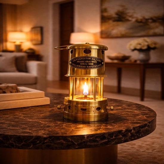 Brass Protector Oil Lamp Adjustable Wick Miners Safety Lantern