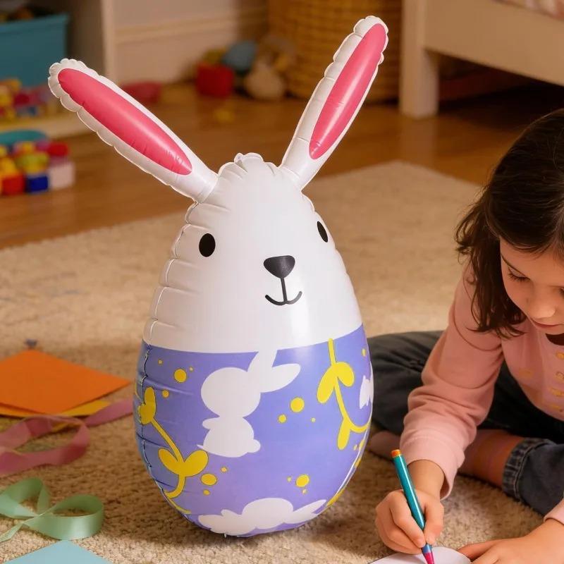 Reusable Large Easter Egg Bunny Balloon Colorful PVC Inflatable Balloons Child Favor Toys Home Easter Theme Party DIY Decoration