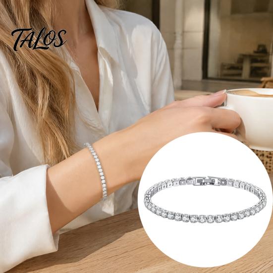 Shiny Faux Crystal Bracelet for Women, Silver/Golden Rhinestone Bangle Bracelet, Sparkling Skin Friendly Alloy Plated Cubic Zirconia with Secure Clasp