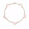 Premium Four-Leaf Clover & Five-Flower Bracelet for Women - White Mother-of-Pearl & Red Shell, Real Gold Plated, Non-Fading, 15mm