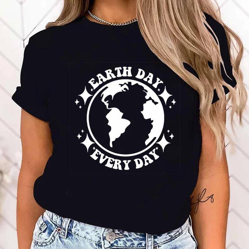 (Premium T-shirt)New Protect The Ocean Earth Day Every Day Print Tshirt Female Casual Short Sleeve T-Shirt Women Fashion tops