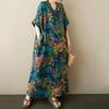 Short Sleeve Plus Size Cotton Vintage Floral New In Dresses for Women Casual Loose Maxi Long Summer Dress