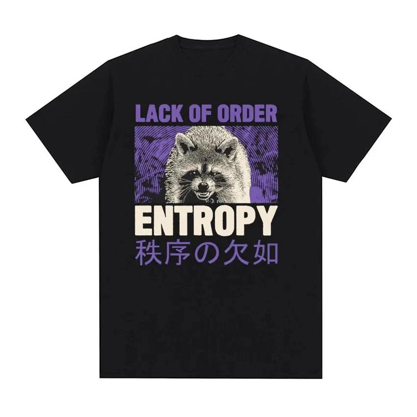 90s Retro Entropy Raccoon Funny Meme Tshirt Lack OF Order Men Women Fashion T-shirt O-Neck Cartoon T Shirt Printed Tees Top