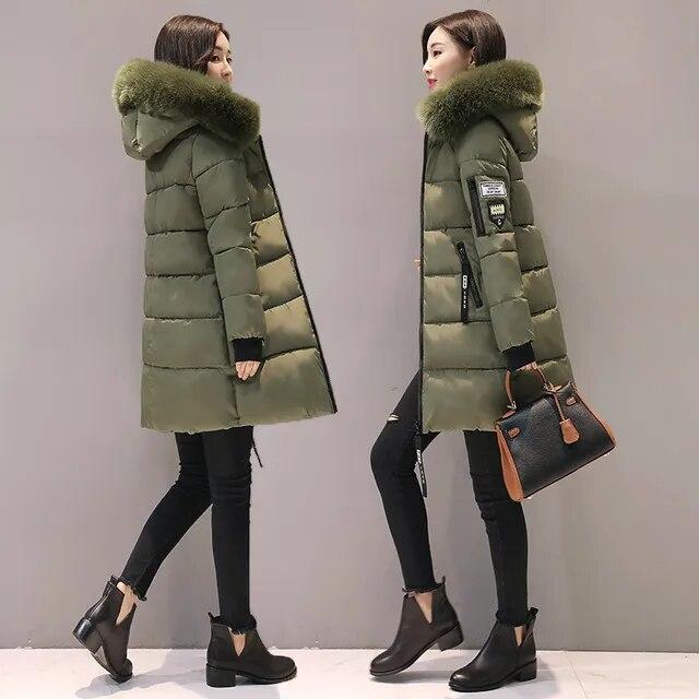 Cappotti invernali da donna Parka lunghi in cotone casual con cappuccio in pelliccia Giacche spesse calde e aderenti Giacca da donna Soprabito Abbigliamento