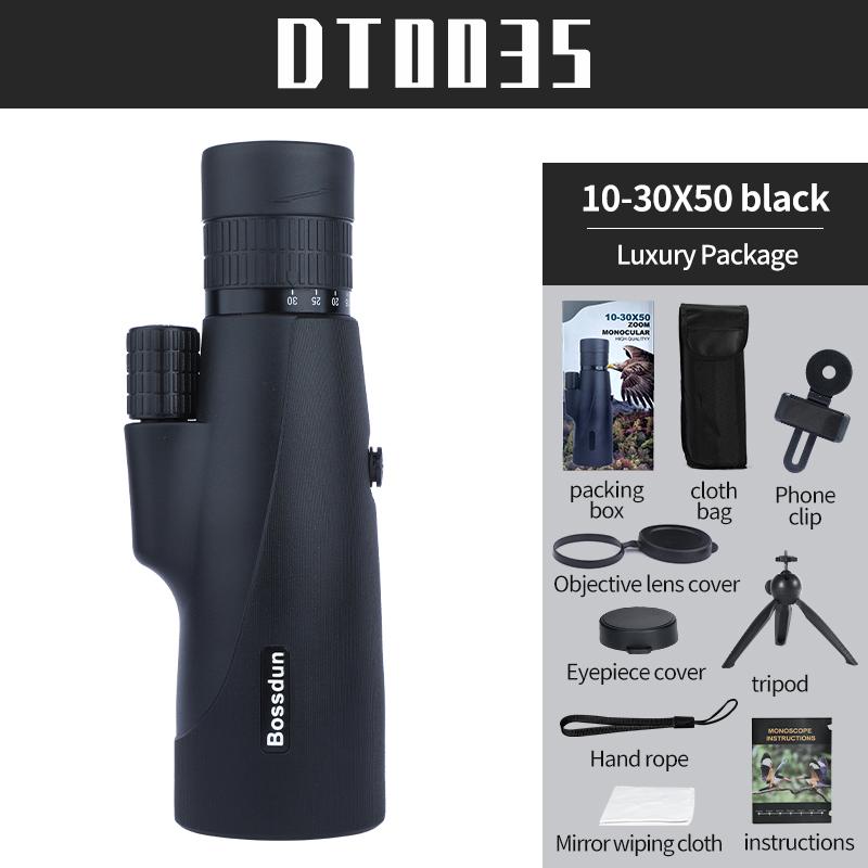 Zoom HD Telescope 10-30x50 Monocular Camping Powerful Largo Alcance With Tripod Phone Clip For Watching Bird Hunting Binoculars