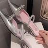 Fashion rhinestone silver pointed head bag head tow, wear cool slippers outside in the summer of 2025, half tow