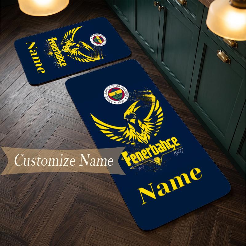 Fenerbahce SK (19) Customize Name Flannel Kitchen Mat Soft Non-Slip Kitchen Floor Runner Rug for Home Kitchen Decor