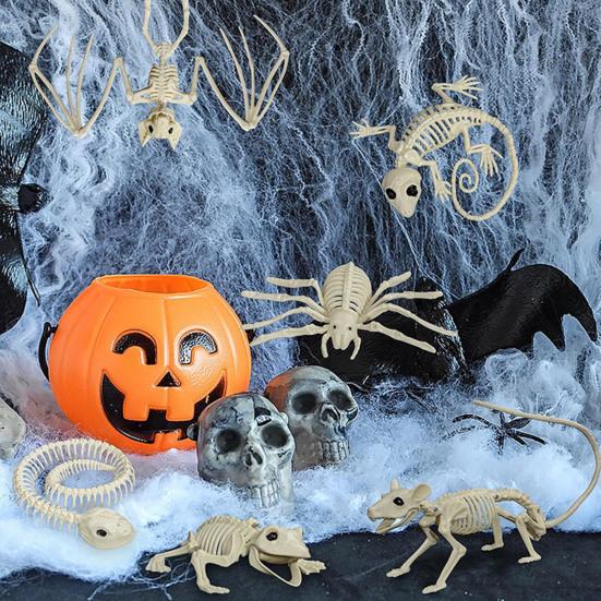 Halloweenské zvířecí kostry Pes Netopýr Žába Štír Pavouk Had Krysa Kostní kostry pro Halloweenskou párty Strašidelný dům Hřbitovní scéna Dekorace
