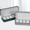 Portable Black and Blue-Gray Leather Zipper Watch Box with 6, 10, or 12 Slots - Flip-Top Jewelry Storage