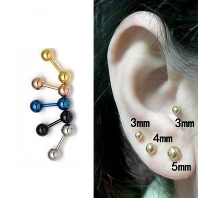 Nuove Caramelle Sferiche Lisce Colore Fagiolo Unisex Acciaio Titanio Orecchini per Coppia
