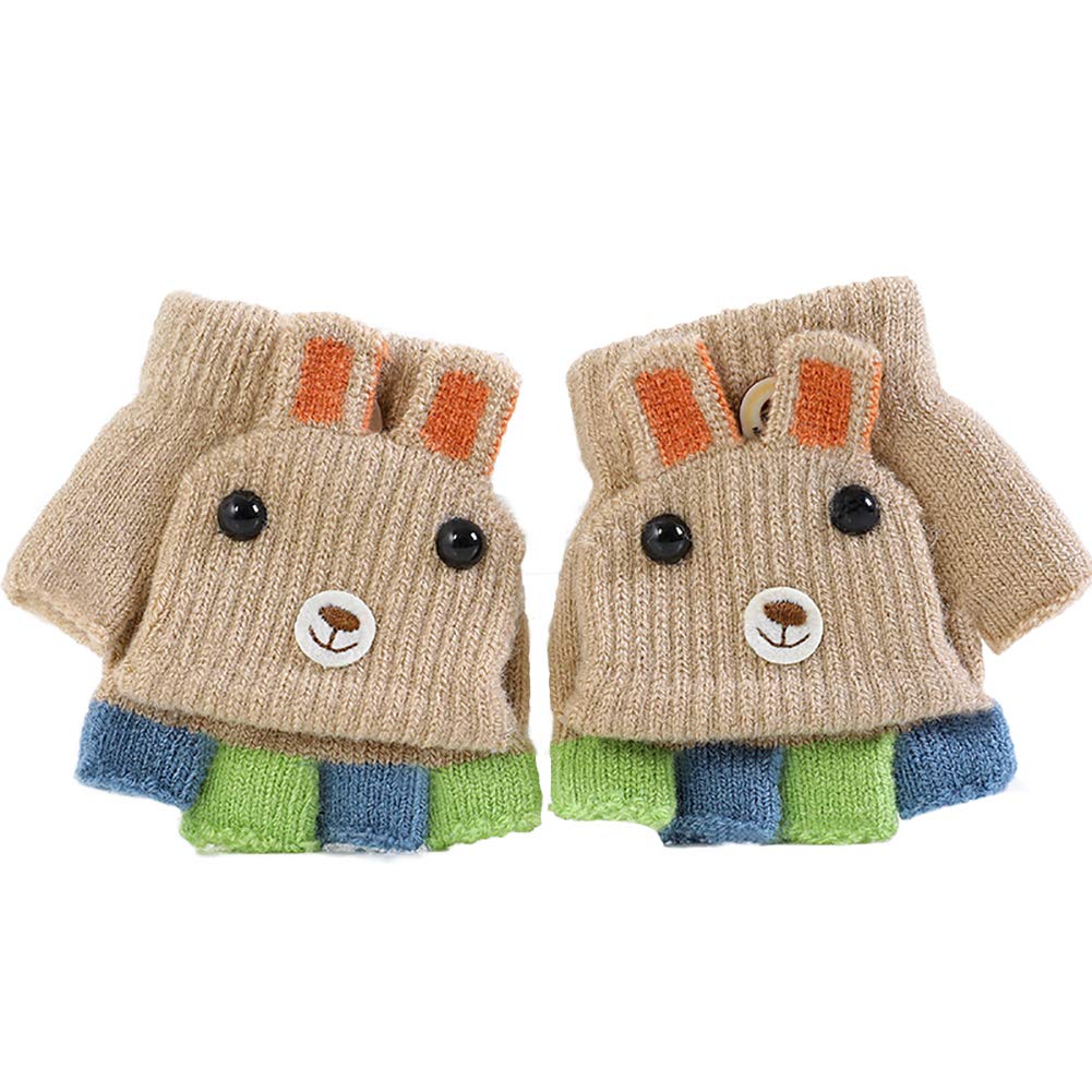 Eigenn Knit Gloves for Boys and with Mitten Cold Perfect for Playing In the Going To and More Kids' Babies, Girls, Covers, Half-Finger, Protection,