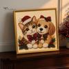 Winterwunderland Kreativaktivitäten Weihnachten Kunst-Kit mit künstlichen Perlen, Xmas Hut Katze Hund Malerei DIY Themenprojekte 3D Welpen Perlen Bastel-Kit für Erwachsene,