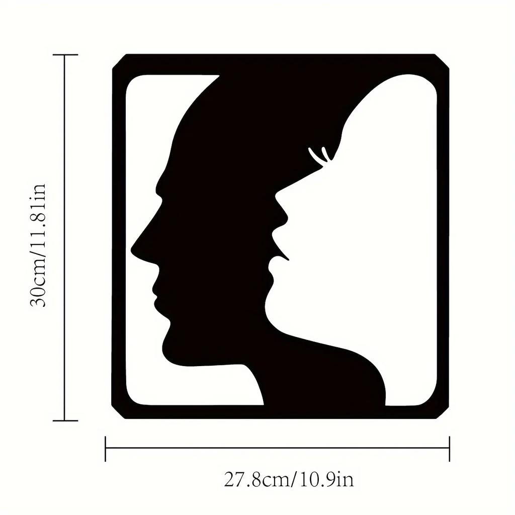 1ks kovové nástěnné umění mužský a ženský design tvaru obličeje stylová domácí dekorace do obývacího pokoje a ložnice nápad na elegantní dárek