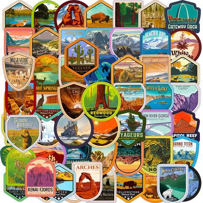 63 Pegatinas de Parque Nacional Americano Parque Natural Viaje Cruz Vidrio Exterior Creativas Pegatinas Doodle