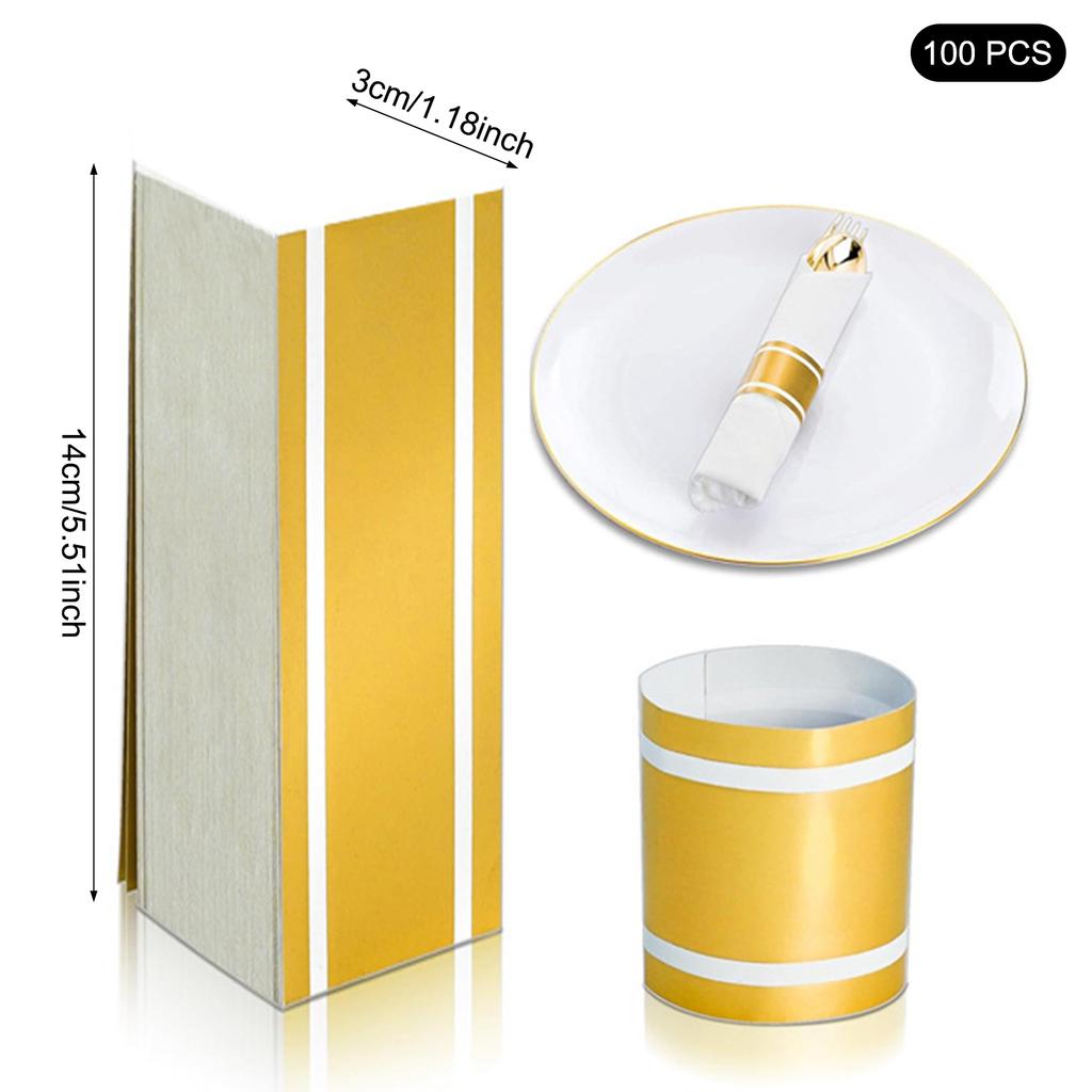 100pcs Wedding Napkin Bands Matte Gold Color Sophisticated and Luxurious Look for Wedding Party Supplies