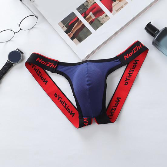 Men Thong Mid-rise U-Convex Breathable Moisture-Wicking Elastic Waist Briefs Moisture-wicking Underwear Daily Wear