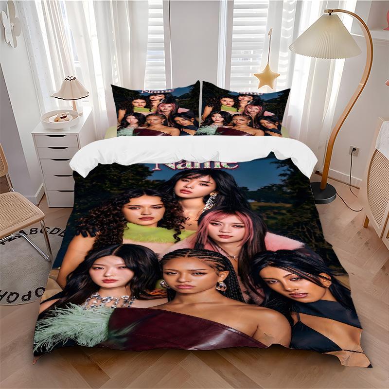 Custom Name Girl Group Fashion Portrait Print 3Pcs Bedding Set,Duvet Cover with 2 Bedro,Pillowcase Home Birthday Gift