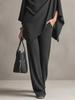 Women's Autumn/Winter Fleece Two-Piece Set: Stand Collar Cape & Wide-Leg Pants