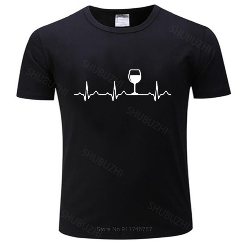 Short Sleeve Casual T Shirts Male Cotton Teeshirt Fashion Tshirt Men Crew Neck Tees Mens Tshirt Wine Heartbeat Funny Cotton