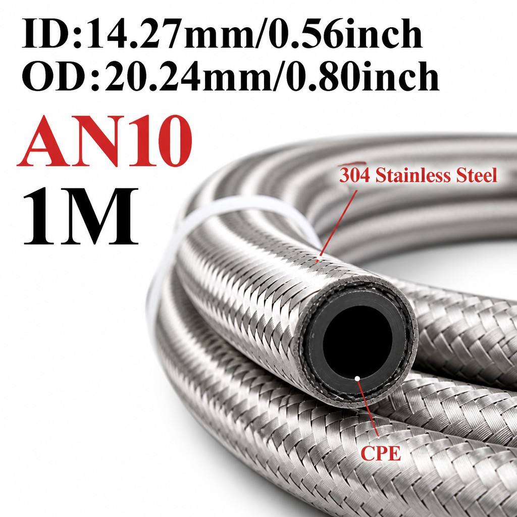 AN4 AN6 AN8 AN10 AN12 Universal Stainless Steel Braided Rubber Fuel Hose Oil Gas Cooler Line Pipe Tube For Car Universal 1M-4M