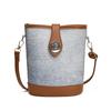 Simple Casual Bucket Bag Women's 2025 New Trendy Denim Splicing Shoulder Bag Niche Fashion Women's Bag