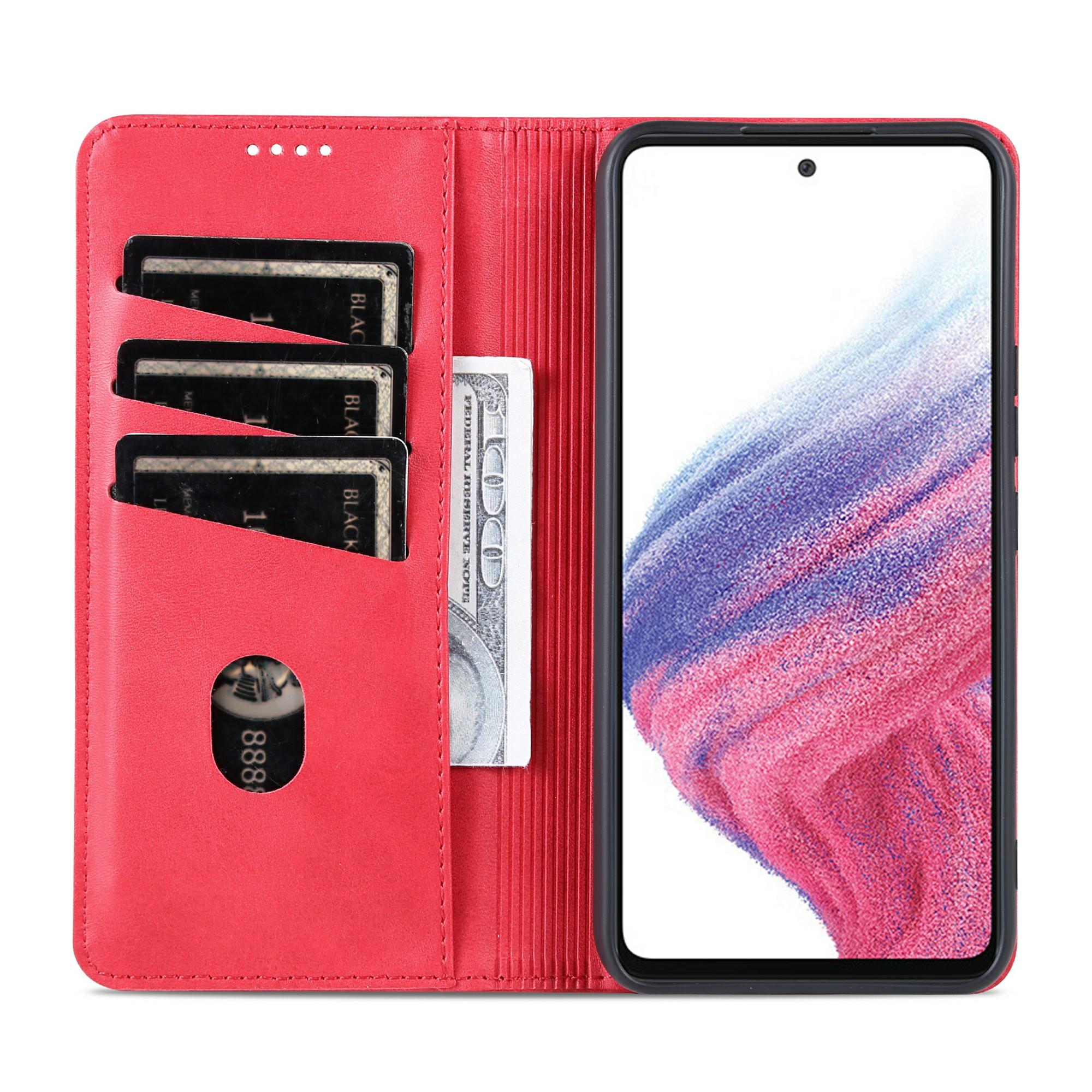 

AZNS For Samsung Galaxy A05s 4G PU Leather Cover Stand Magnetic Adsorption Phone Case Red