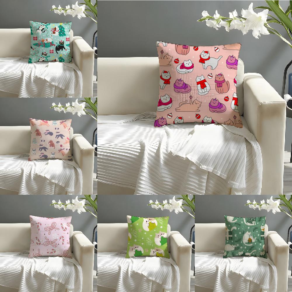 Simple Color Animal Illustration Patterns Pillow Case Linen Pillow Case Sofa Home Decor Cushion Cover Cushion Cove