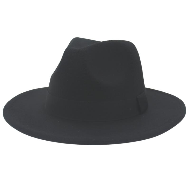 British Jazz Hat Big Eave Hat Square Ribbon French Top Hat Men'S And Women'S Cashmere Felt Hat