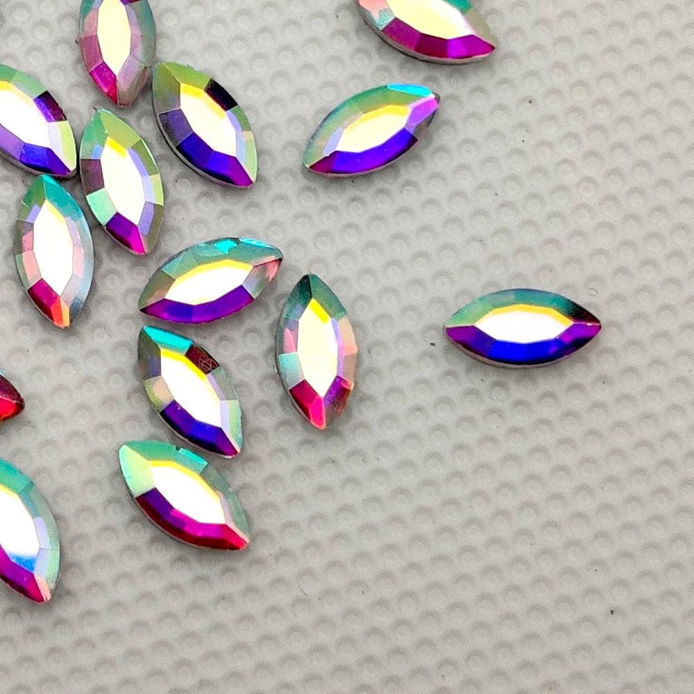 Factory Direct 7200 Pcs Bulk Packing 4X8mm Navette Marquise Horse Eye Crystal AB Crystal Glass Hot Fix Rhinestone for Dress