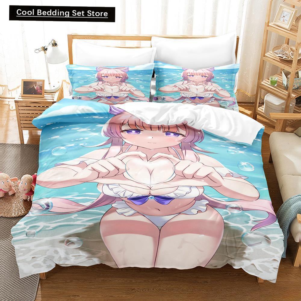 Genshin Impact Sangonomiya Kokomi Bedding Set Cartoon Anime Three-piece Set Adult Kid Bedroom Duvet Cover Sets 3D Kawaii Girls