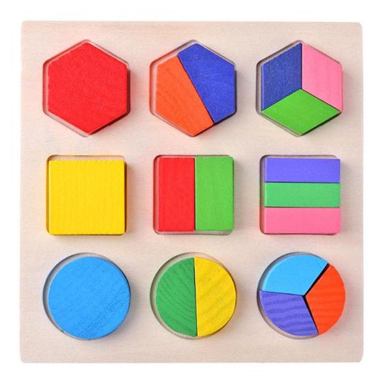 Wooden Shape Puzzle Board Geometric Shape Color Puzzle Matching Board Toddlers Fine Motor Skills Portable Travel Preschool
