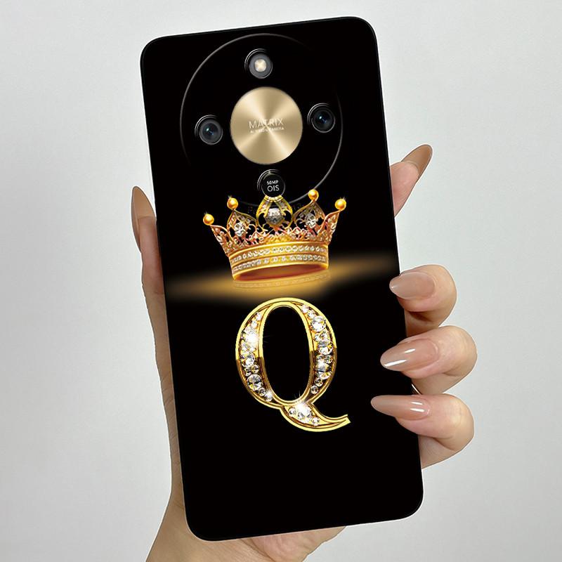 Custodia Per Honor Magic 8 Lite Corona Lettera Iniziale Morbido Silicone Liquido Cover Antiurto Coque Per Honor Magic8 Lite 5G Custodia Funda