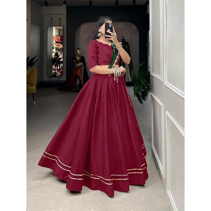 Women's Special Rayon Cotton Lehenga With Gotta Patti Touch Navratri Special All Lehenga Choli ,Unstiched Blouse