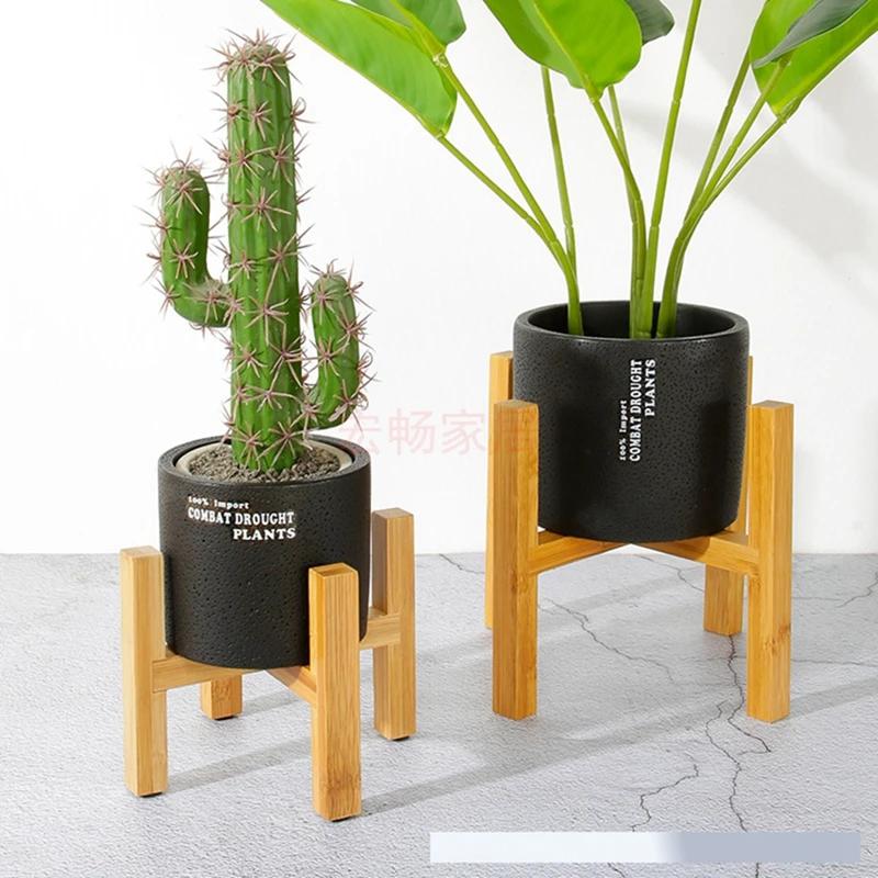 Nový přenosný bambusový stojan na květiny s jednou zátokou Mini držák na květináče Polička na květináče Polička na květináče se čtyřmi nohami