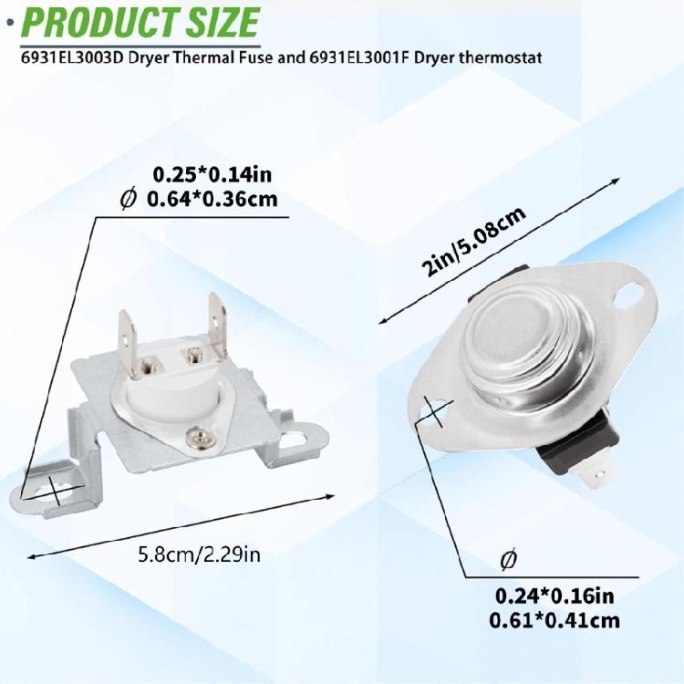 Professional Dryer Thermal Cut Off Fuse Kit 6931EL3001F High Limit Thermostat and Thermal Fuse Electric Dryer Fuse Part