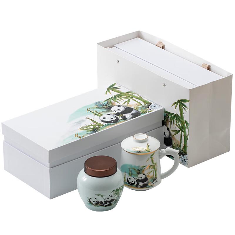 ZISIZ Chengdu Panda Ceramic Tea Caddy Gift Box Set