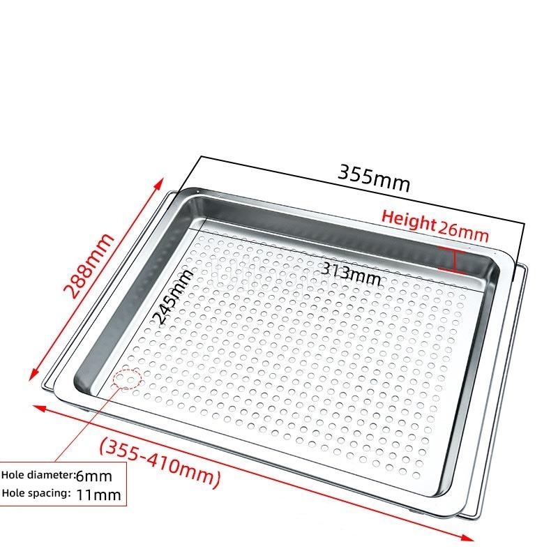 304 Stainless Steel Steamer Tray Kitchen Oil Draining Pan Rectangular Perforated Tray Commercial Oven Steamer Liner Steaming Pan