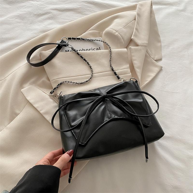 

Нишевые сумки женские класса люкс, банты, сумки кроссбоди на одно плечо, цепочка высокой ценности, модные женские сумки, весенние новые модели чёрный