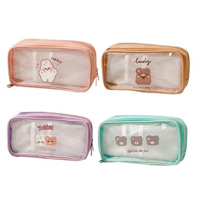 Transparent Pencil Case Cute Cartoon Pattern Large Capacity Waterproof PVC Pen Case Pencil Storage B