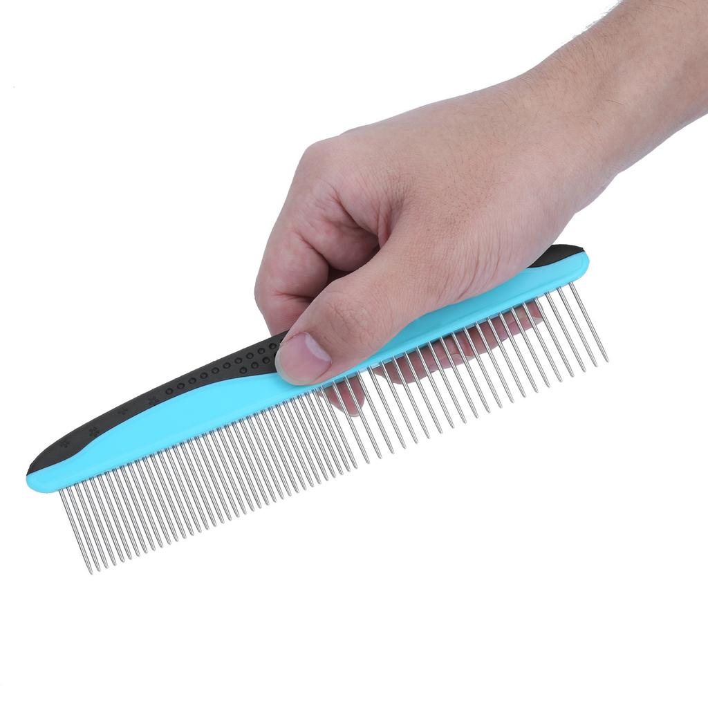 Pet Comb Stainless Smooth Steel Needle Dogs Puppy Hair Comb Remove Knots Tangles(BlueRow Comb )