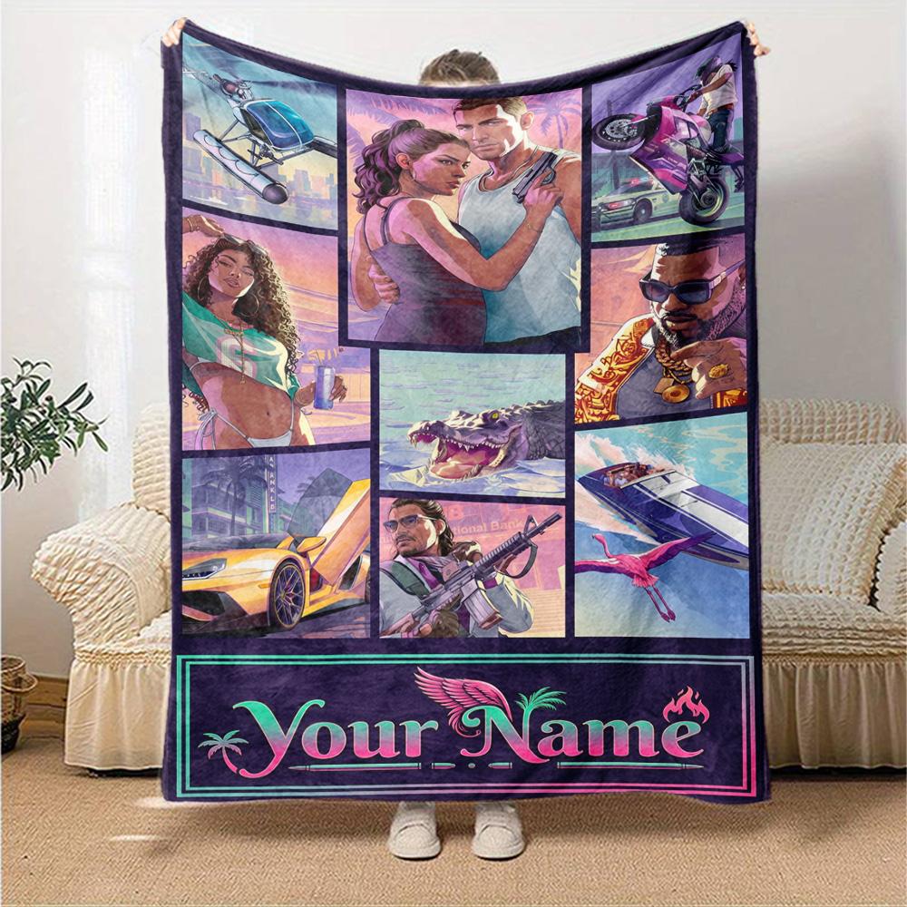 Grand Theft Auto Customize Text Blanket Lightweight Customizable Blanket Warmthful Decor Throw For Home Decor Office Chair Office Chair