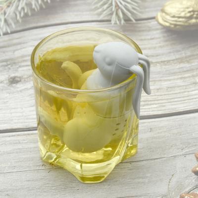 Sítko na čaj králík Silikonový vyluhovač na čaj ve tvaru králíka Opakovaně použitelná sítka na bylinkové koření na listy pro dekoraci čajové konvice