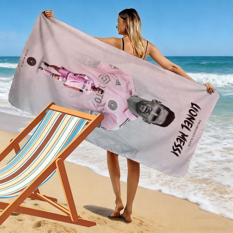 Asciugamano da Spiaggia Stampa Messi Supremacy, Asciugamano Grande Morbido Asciugatura Rapida per Spiaggia Campeggio Nuoto