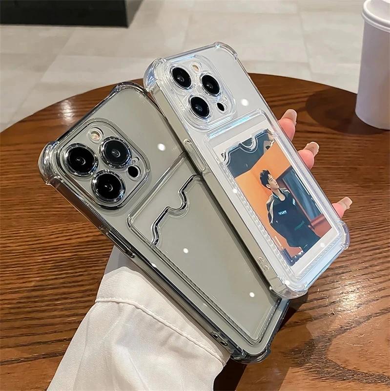 Card Slot Bag Holder Phone Case For Xiaomi Redmi Note 13 12 11 9 10 Pro 13C 14C Poco F6 X5 X6 Pro Mi 13T Pro 11 13 Lite Cover