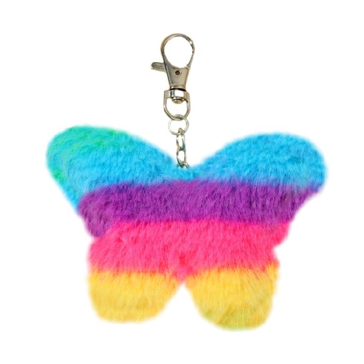 Plush Butterfly Charm Keychains Cute Plush Stuffed Ornament Pendant Car Keyring цветной