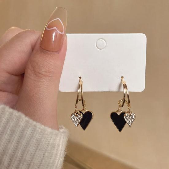 Love Heart Dangle Earrings Women Rhinestone Heart Drop Earrings Sparkling Earrings Valentine's Day Anniversary Gift for Her