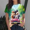 Camiseta Simples Confortável e Estilosa de Manga Curta Feminina com Estampa Digital Slim Fit