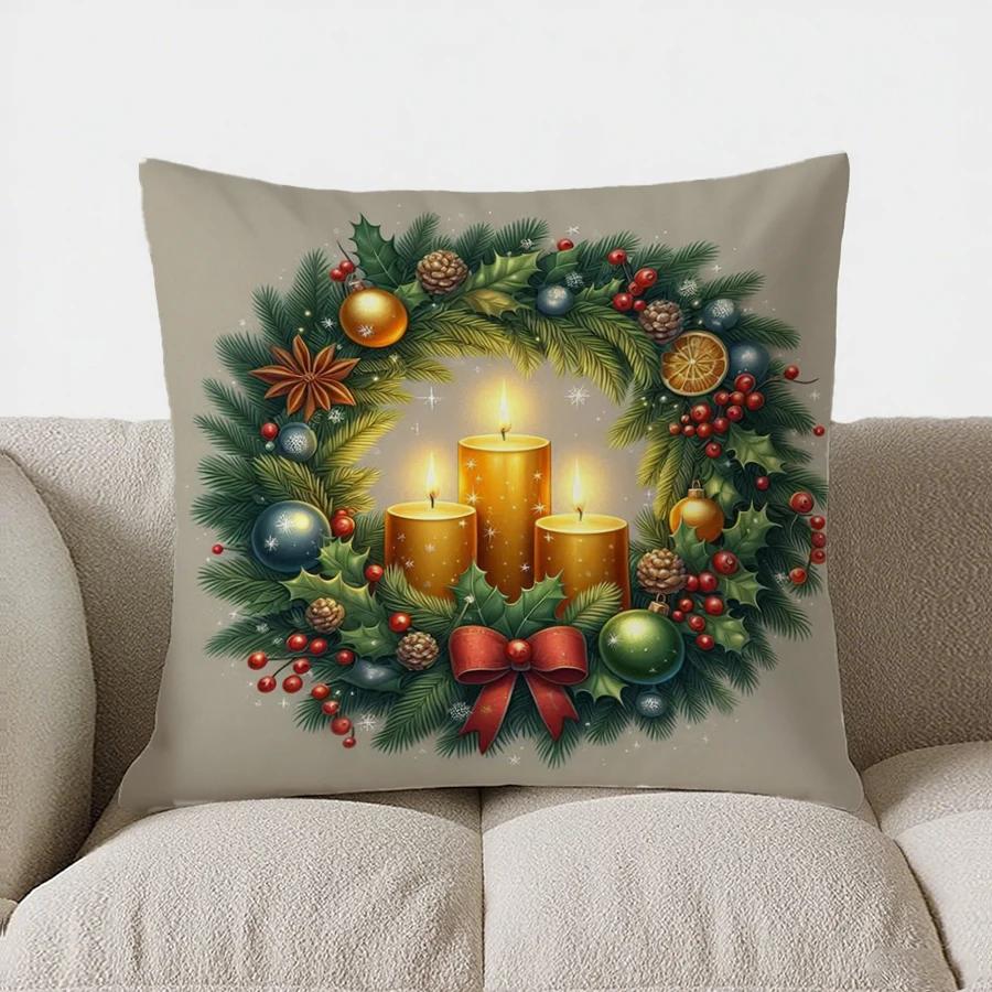Christmas Decor Pattern Throw Pillow Cover With Short Plush Print For Living Room Sofa Decoration Cushion Cover Pillow Covers
